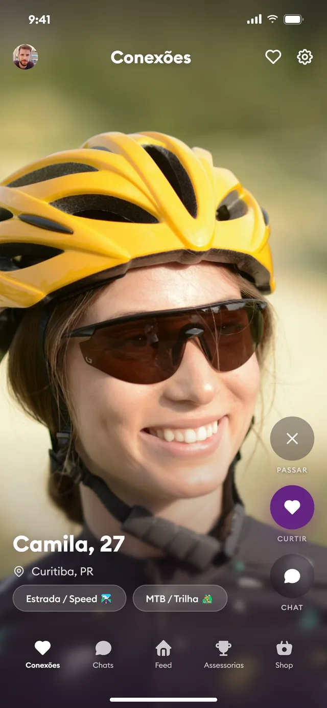 Tela de Conexões do app Bike e Link